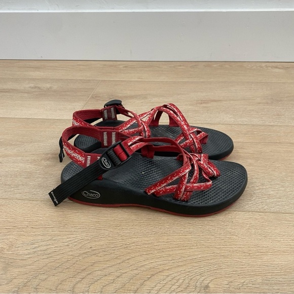 Chaco Shoes - Chaco Red Strappy Toe Strap Sandals Size 8